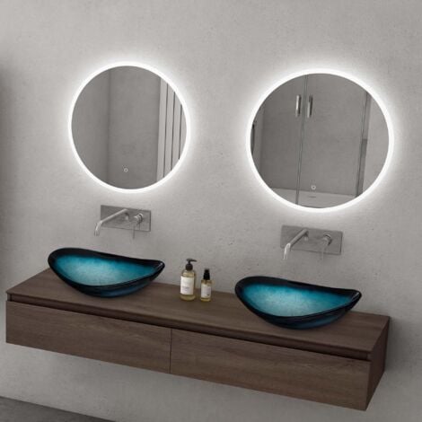 doporro Lavabo à Poser Vasque en Verre Bleu Lave Mains Ovale de Salle de Bains Petit Lave-Mains pour WC 53,5x35,5x16 cm Minerva08