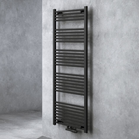doporro Radiateur de Salle de Bain Sèche-Serviette 160x60cm Tubulaire Vertical Chauffage Électrique Gris-Noir avec Résistance Noire pour Radiateur 800W RHE (1/5)