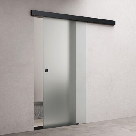 doporro Porte Coulissante en Verre 102,5cm x 205cm Opaque Poignée Ronde Distance au Mur de 25mm Amalfi 12-1025