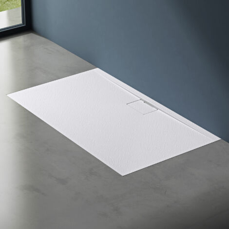 doporro Receveur de Douche Bac à Douche Ultra Plat en Solid Surface Blanc Mat Geoma07 100x140x3 cm (1/5)