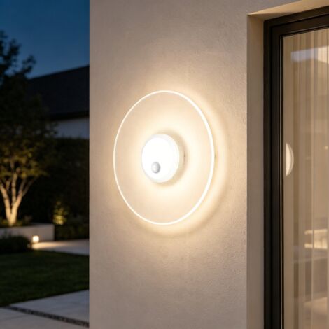 doporro Applique Murale Lampe Extérieure 6W avec LED Lampe Jardin Étanche IP65 3000K Lumière Chaude Light Extérieure Blanc Design LunaLights 30cm (1/5)