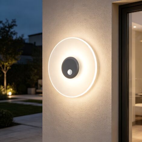 doporro Applique Murale Lampe Extérieure 6W avec LED Lampe Jardin Étanche IP65 3000K Lumière Chaude Light Extérieure Gris Design LunaLights 30cm