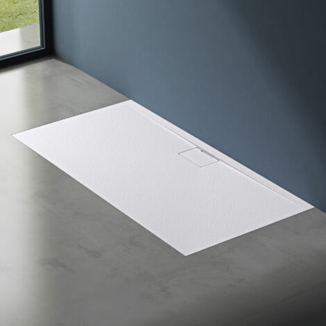 doporro Receveur de Douche Bac à Douche Ultra Plat en Solid Surface Blanc Mat Geoma07 70x160x3 cm (1/5)
