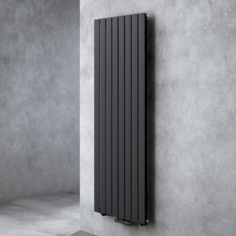 doporro Radiateur pour Chauffage Central 180x61cm Radiateur à Eau Chaude Panneau Monocouche Design Vertical Noir-Gris FV
