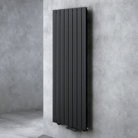 doporro Radiateur pour Chauffage Central 160x61cm Radiateur à Eau Chaude Panneau Monocouche Design Vertical Noir-Gris FV