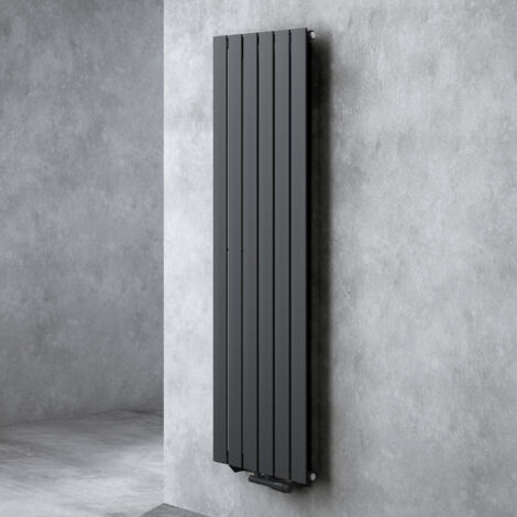 Doporro – Radiateur vertical à eau chaude 160x46cm – Acier inoxydable 810W – Design noir-gris – Montage mural pour gain de place