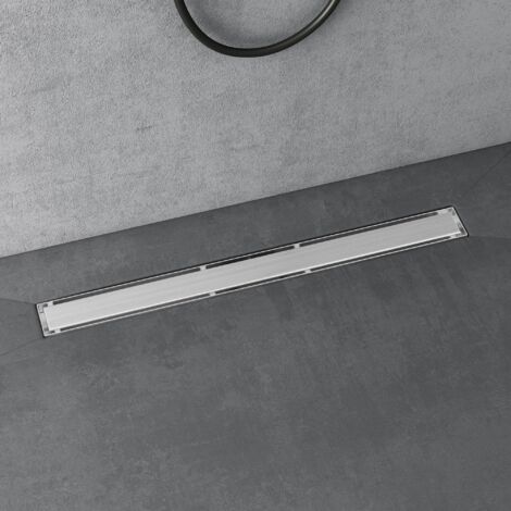 doporro Caniveau de Douche Italienne Extra Plate Chromé en Inox 80 cm Drain de Sol à Carreler avec Siphon et Filtre KE110