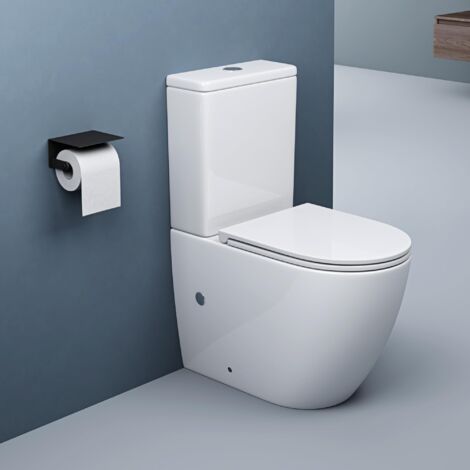 doporro WC à Poser Céramique Blanc Toilette avec Réservoir de Toilette Abattant Silencieux avec Frein de Chute Stand179T