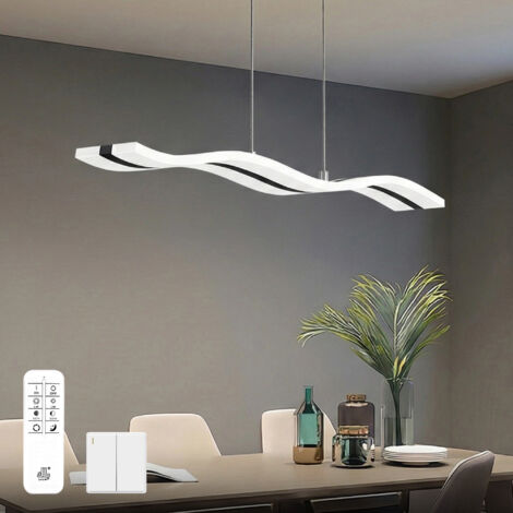 doporro Suspension Luminaire Plafonnier Lustre Chambre Salon Réglable Éclairage Intérieur Mémoire Intelligente Lampe de Nuit LED Noir Sablé Télécommande 97×11×115CM 36W Alivetta3300 (1/5)