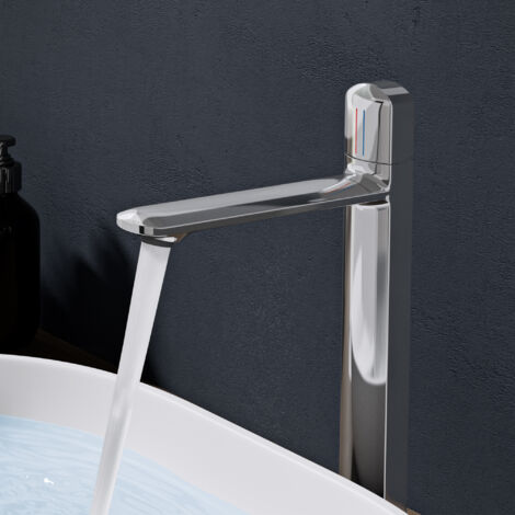 doporro Robinet Mitigeur Chromé en Laiton pour Lavabo Vasque de Salle de Bain Anti-Éclaboussures Eau Chaude et Froide Design WAO-1190H 31,3 cm (1/5)