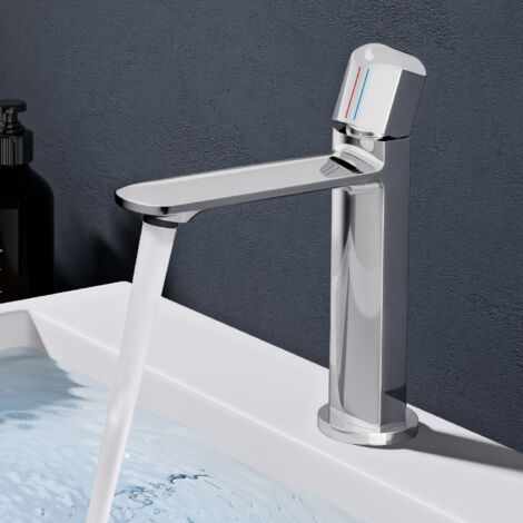 doporro Robinet Mitigeur Chromé en Laiton pour Lavabo Vasque de Salle de Bain Anti-Éclaboussures Eau Chaude et Froide Design WAO-1190 20,9 cm (1/5)