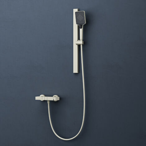 doporro Système de Douche avec Douchettes Douche à Main Pommeau de Douche Blanc en Alliage d'Aluminium Mitigeur Salle de Bain avec Barre Coulissante à Réglage Continu de 70 cm Duschsystem10 (1/5)