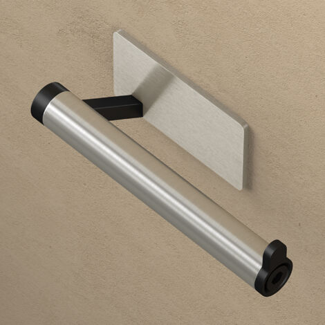 doporro Support de Rouleau en Acier Inoxydable Porte-Papier Toilette Installation Adhésive Dérouleur Mural pour Rangement WC Noir Mat + Nickel Brossé 137×78×40 MM Lino-02