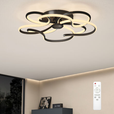 doporro Lampe de Plafond avec Télécommande Plafonnier Mémoire Intelligente Luminosité Réglable Intérieur Trois Températures de Couleur Lampe de Nuit LED Noir 64×64×10,5 CM 112W Alivetta25036