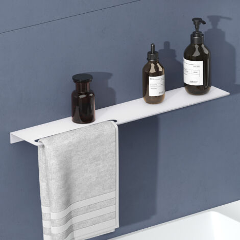 doporro Support de Rangement au Mur en Aluminium Étagère Rangement à Poser à Susprendre Porte-Serviettes Blanc Mat pour Salle de Bain Cuisine Chambre 60×12,5×3,2 CM Reglo-06
