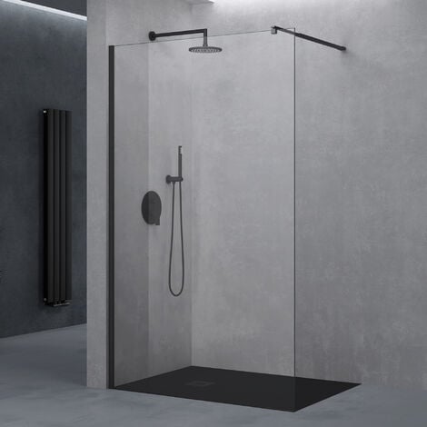 Paroi de douche sans cadre en verre 8mm transparent H200cm avec 2 fixa –  AIDAL