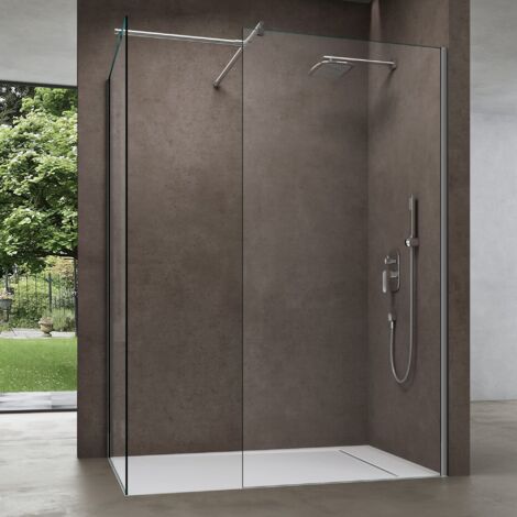 doporro Pare douche Cabine de douche 100x80cm montage réversible en verre Bremen 01k-T avec 2 éléments verre de sécurité ESG transparent avec son revêtement NANO (1/5)