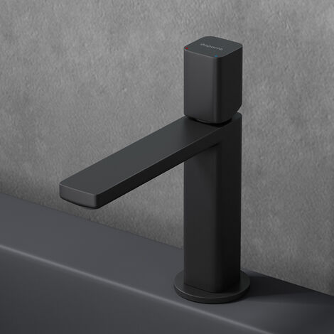 Sogood Robinet mitigeur noir mat pour lavabo ou vasque de salle de bain 19,6 cm design minimaliste (1/5)