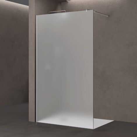 doporro Paroi de Douche à L'italienne Opaque 120cm Pare-Douche Verre de Sécurité 10mm Bremen02VS 120x200cm Montage Réversible Profilé Chromé Stabilisateur Rectangulaire