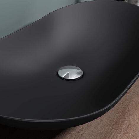Sogood Lavabo vasque à poser noir 63cm lave main Bruxelles858B 63x36,5x14cm
