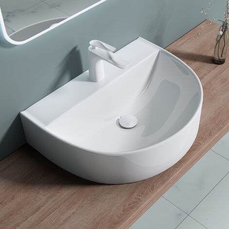 doporro Lavabo vasque à poser ou monter au mur evier design Bruxelles896 60x45x18cm
