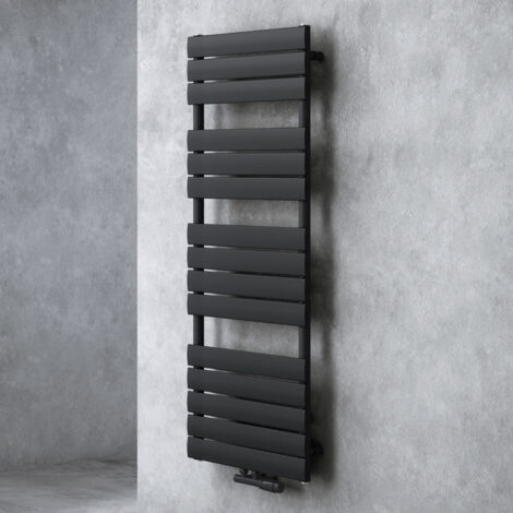 Doporro – Radiateur sèche-serviette eau chaude 140x50 cm – Acier inoxydable gris-noir – Puissance 700W – Montage mural pour gain de place