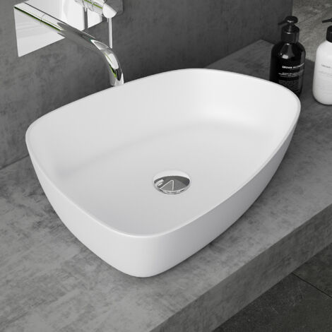 doporro Lavabo Vasque à Poser Blanc Mat 50cm Lave Main Colossum806 51x39x12cm (1/5)