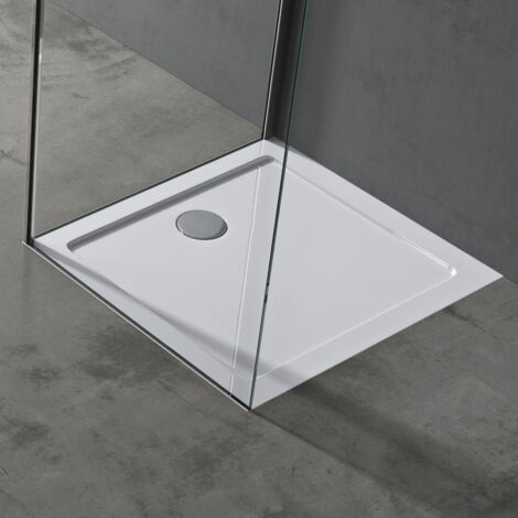 doporro Bac à Douche Antiglisse Receveur de Douche Rectangulaire Blanc Acrylique Faro2 75x80x4cm + Bonde AL01 (1/5)
