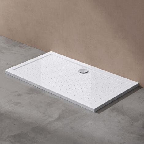 doporro Bac à douche 80x120 receveur de douche antiglisse rectangulaire blanc Lucia02AR 80x120x4cm + Bonde AL01