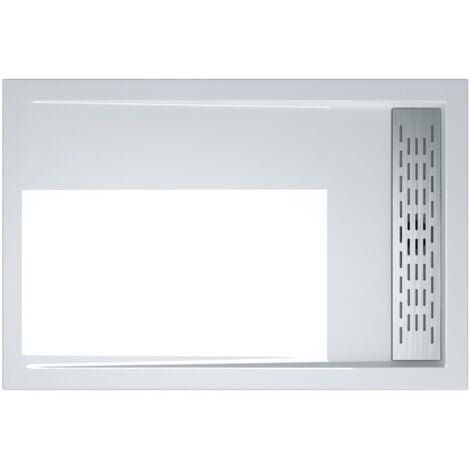 doporro Receveur de Douche Blanc Bac à Douche Extra Plat Rectangulaire en Acrylique 80x100x5cm Design Xetro04