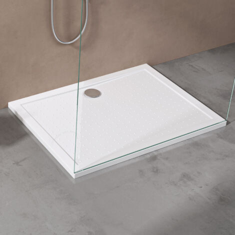 doporro Bac à douche 90x120 receveur de douche antiglisse rectangulaire blanc Lucia02AR 90x120x4cm + Bonde AL01