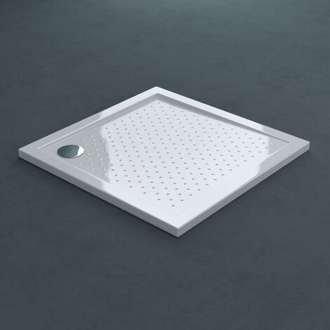 Sogood® Receveur de Douche Carré Bac à Douche Extraplat 4 cm Acrylique Blanc 100x100x4 cm avec Bonde AL01 Lucia01 (1/4)