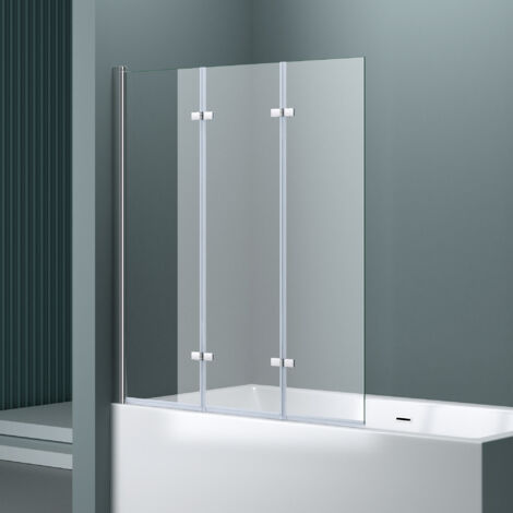 doporro Paroi de Baignoire 130x140cm Pare Baignoire 3 Volets Montage Réversible Verre Trempé Transparent 6mm Cortona116 (1/5)