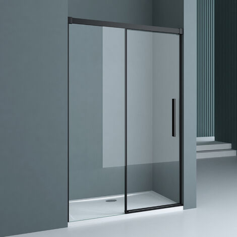 Schulte porte de douche coulissante en niche, 100x200 cm, profilé noir,  roulettes en bas, verre 6 mm transparent anticalcaire, style industriel ❘  Bricoman