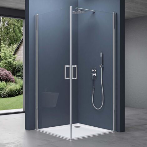 doporro Portes de douche transparent autolevantes 85x100 paroi de douche Ravenna24 pare douche en angle 85x100x190cm montage réversible (1/5)