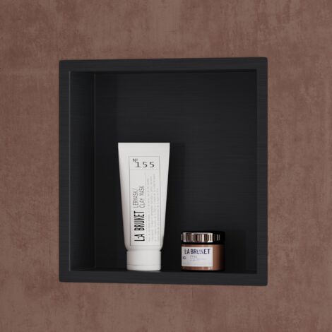 doporro Niche de Douche à Carreler Noir 30x30cm Étagère Murale à Encastrer en Acier Inoxydable 1 Pièce