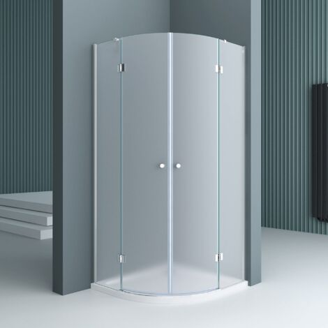 Doporro – Cabine de douche opaque quart de cercle 80x80x190cm – Montage réversible – Verre de sécurité 6mm – Joints magnétiques – Installation facile - Ravenna02VS