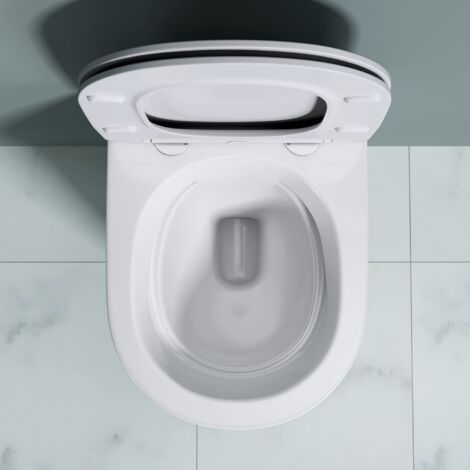 doporro WC Suspendu Blanc Cuvette Céramique Toilette Abattant Silencieux avec Frein de Chute Aix108-K