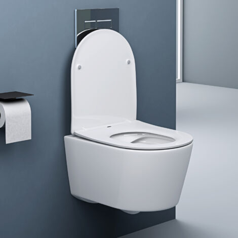 doporro WC suspendu céramique blanc toilette abattant silencieux avec frein de chute Aix306