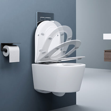 doporro WC suspendu céramique blanc toilette abattant silencieux avec frein de chute Aix306