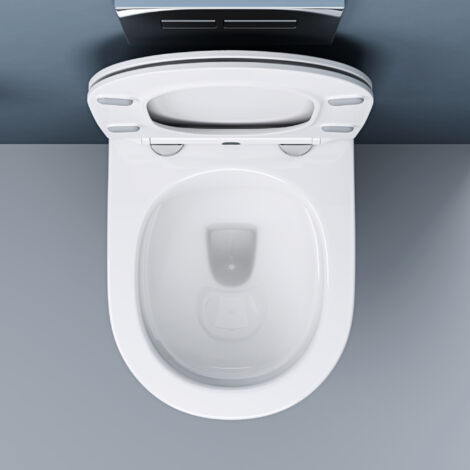 doporro WC suspendu céramique blanc toilette abattant silencieux avec frein de chute Aix306
