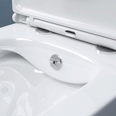doporro WC Suspendu Blanc Cuvette Céramique Toilette avec Fonction de Bidet Abattant Silencieux avec Frein de Chute Aix601