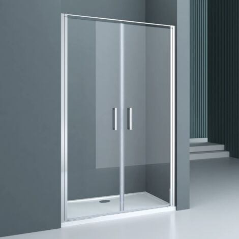 doporro Porte de Douche Pivotante pour Niche Paroi de Douche Transparente Verre de 8mm avec Revêtement Anti-calaire Teramo66K 90x195cm Montage Réversible (1/5)