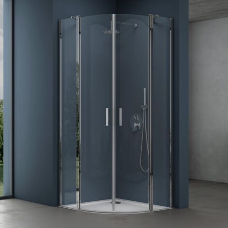 doporro Cabine de Douche avec Bac à Douche Pare-Douche Douche en Quart de Cercle Montage Réversible 90X90X195 Ravenna52K Verre Transparent ESG 6mm Nano (1/5)