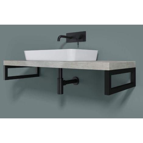 doporro 2 pièces equerre de fixation plan de toilette étagère tablette murale porte-serviette acier inox noir 50x3x15cm WH01 (1/5)