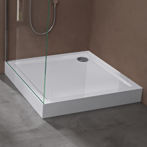 doporro Bac à douche blanc 100x100cm receveur de douche Faro1H 100x100x14cm + bonde AL02 (1/5)