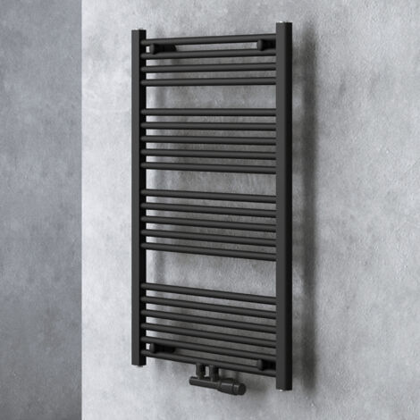 Doporro – Radiateur tubulaire vertical 100x60 cm – Sèche-serviette eau chaude 575W – Acier inoxydable gris-noir – Montage mural pour gain de place