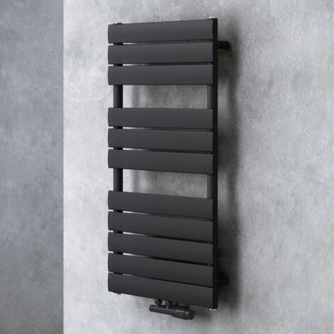 Doporro – Sèche-serviette eau chaude vertical 100x60cm – Acier inoxydable gris-noir – Puissance 630W – Connexion centrale – Montage mural