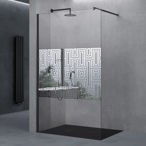 doporro Paroi de Douche à L'italienne 120cm Bremen02DM Pare-douche avec Stabilisateur Rectangulaire Noir Verre de Sécurité de 10 mm Revêtement NANO 120x200cm Montage Réversible (1/5)