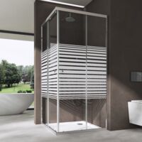 doporro Cabine de Douche Rectangulaire 80X90X190cm Paroi de Douche Design Ravenna16MS-Plus Portes Coulissantes en Verre Transparent avec Bande Opaque de 6mm Traitement Nano